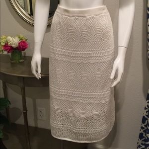 Liz Claiborne Ivory Lace Midi Skirt